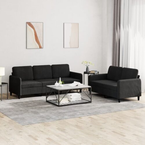 2-Piece Sofa Set Black Velvet - Image 8