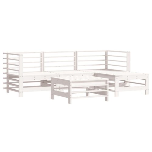 5-Piece Garden Lounge Set Pine Wood Outdoor Patio Furniture Grey Cushions White - Image 3
