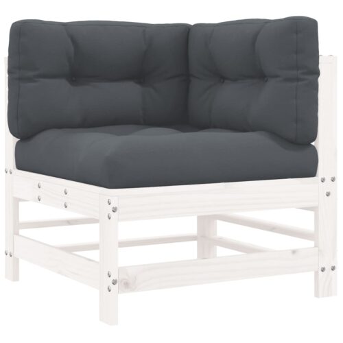 5-Piece Garden Lounge Set Pine Wood Outdoor Patio Furniture Grey Cushions White - Image 4
