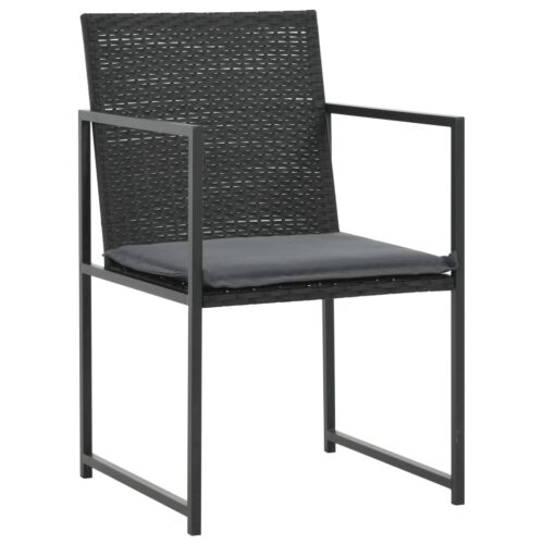 9-Piece Outdoor Dining Set with Cushions Poly Rattan Wicker Outdoor Patio Furniture Black - Image 3