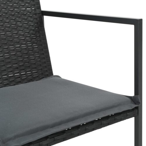 9-Piece Outdoor Dining Set with Cushions Poly Rattan Wicker Outdoor Patio Furniture Black - Image 4