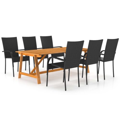 7-Piece Garden Dining Set Black Outdoor Patio Lounge Furniture - Image 12