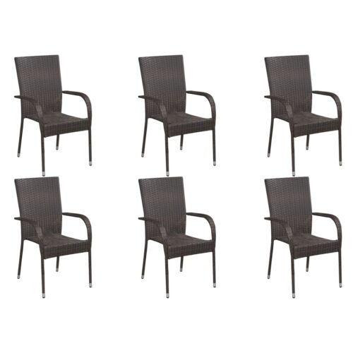 7-Piece Garden Dining Set Brown Outdoor Patio Lounge Furniture - Image 7
