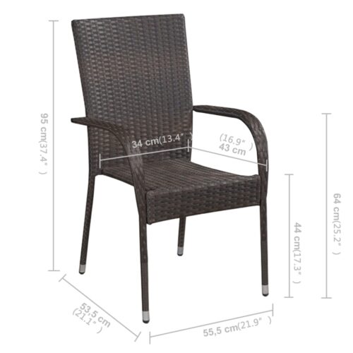 7-Piece Garden Dining Set Brown Outdoor Patio Lounge Furniture - Image 11