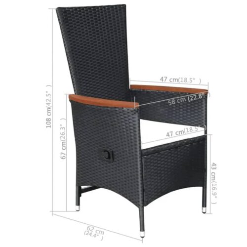 5-Piece Garden Dining Set Black - Image 11