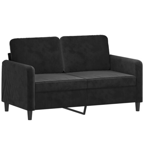 3pcs Sofa Ottoman Set 5-Seater Lounge Couch Futon Foot Stool Velvet Fabric Black - Image 3