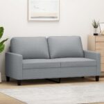2-Seater Sofa Lounge Couch Loveseat Futon Accent Chair Fabric Light Grey 140cm