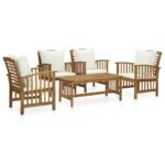 5-Piece Garden Lounge Set with Cushions Acacia Wood Timber Outdoor Patio Furniture (310255+2x310257)