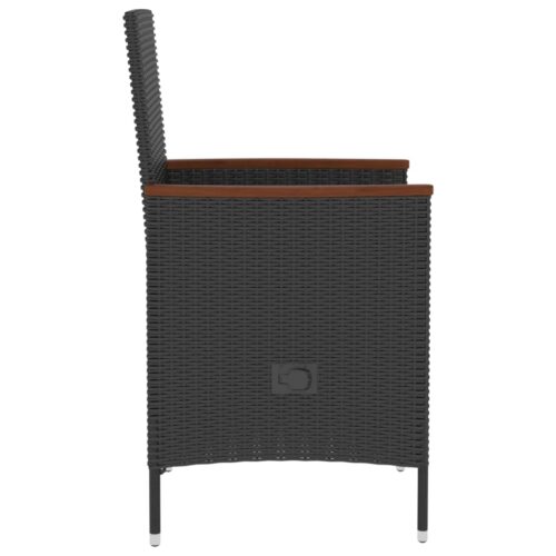 5-Piece Outdoor Dining Set with Cushions Poly Rattan Wicker Outdoor Patio Furniture Black - Image 5