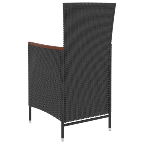 5-Piece Outdoor Dining Set with Cushions Poly Rattan Wicker Outdoor Patio Furniture Black - Image 6
