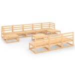 11-Piece Garden Lounge Set Pine Wood Outdoor Patio Furniture