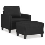 Faux Leather Sofa Chair with Footstool Lounge Couch Ottoman Stool Armchair Black