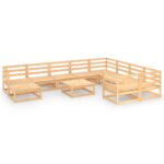 11-Piece Garden Lounge Set Pine Wood Outdoor Patio Furniture