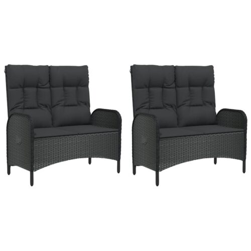 5-Piece Garden Dining Set with Cushions Black Poly Rattan Wicker Outdoor Patio Furniture - Image 6