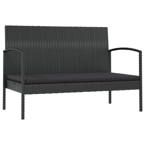 8-Piece Garden Lounge Set with Cushions Poly Rattan Wicker Outdoor Patio Furniture Black - Image 3