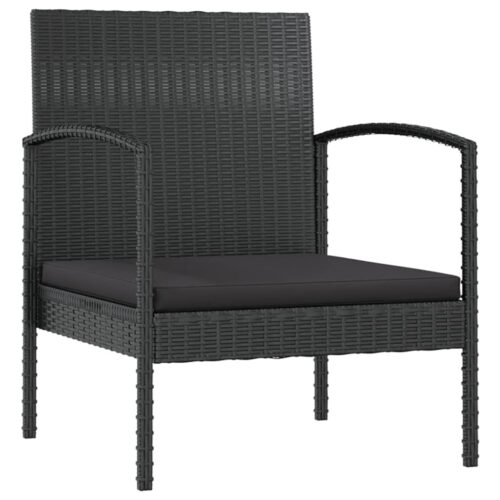8-Piece Garden Lounge Set with Cushions Poly Rattan Wicker Outdoor Patio Furniture Black - Image 6