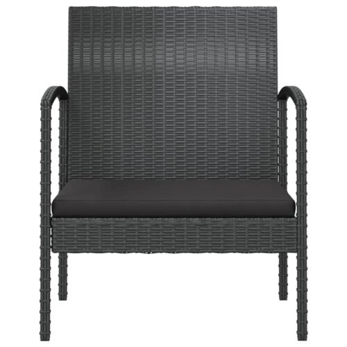 8-Piece Garden Lounge Set with Cushions Poly Rattan Wicker Outdoor Patio Furniture Black - Image 7
