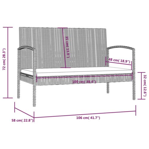8-Piece Garden Lounge Set with Cushions Poly Rattan Wicker Outdoor Patio Furniture Black - Image 11