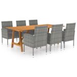 7-Piece Garden Dining Set Grey Outdoor Patio Lounge Furniture