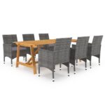 7-Piece Garden Dining Set Grey Outdoor Patio Lounge Furniture