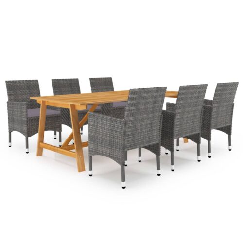 7-Piece Garden Dining Set Grey Outdoor Patio Lounge Furniture - Image 12