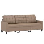 3-Seater Sofa Lounge Couch Futon Chair Modern Faux Leather Cappuccino 180cm