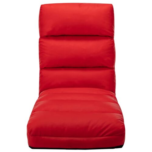 Folding Floor Chair Red Faux Leather - Image 2