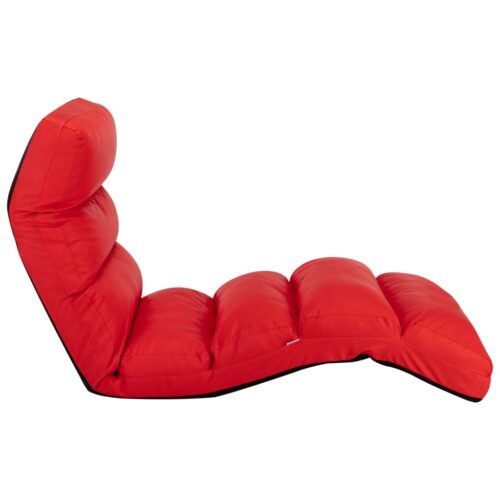 Folding Floor Chair Red Faux Leather - Image 3
