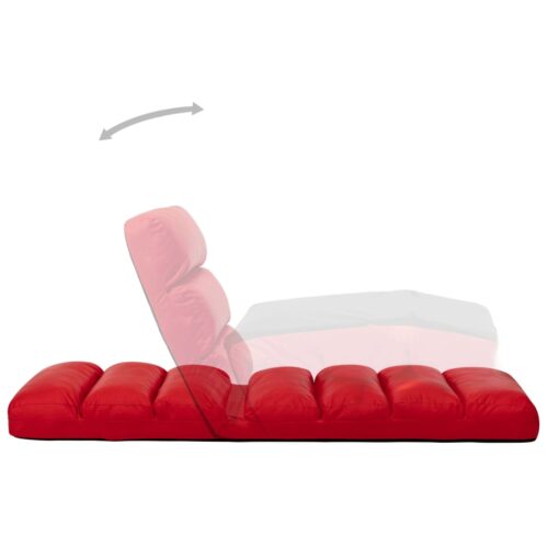 Folding Floor Chair Red Faux Leather - Image 5