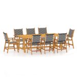 9-Piece Garden Dining Set Wood Timber Outdoor Patio Furniture Acacia