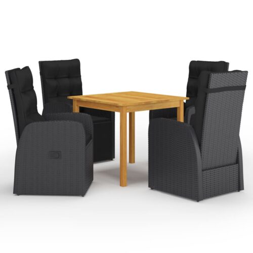 5-Piece Garden Dining Set Black - Image 12