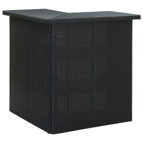 8-Piece Garden Bar Set with Cushions Poly Rattan Wicker Outdoor Patio Furniture Black - Image 2