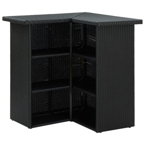 8-Piece Garden Bar Set with Cushions Poly Rattan Wicker Outdoor Patio Furniture Black - Image 3
