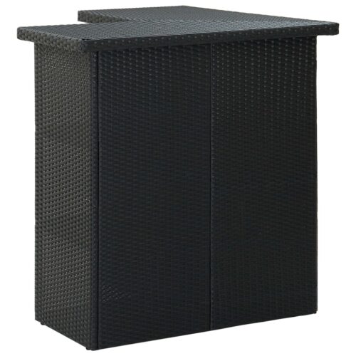 8-Piece Garden Bar Set with Cushions Poly Rattan Wicker Outdoor Patio Furniture Black - Image 4