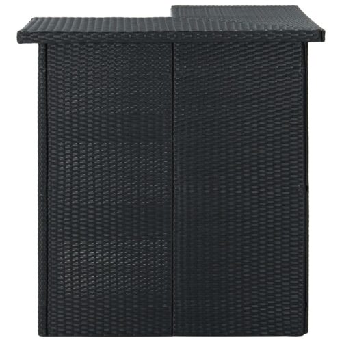 8-Piece Garden Bar Set with Cushions Poly Rattan Wicker Outdoor Patio Furniture Black - Image 5