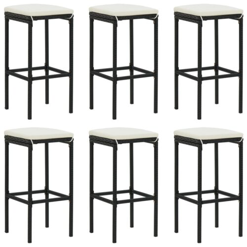 8-Piece Garden Bar Set with Cushions Poly Rattan Wicker Outdoor Patio Furniture Black - Image 7