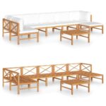 8-Piece Garden Lounge Set with Cream Cushions Acacia Wood Timber Outdoor Patio Furniture