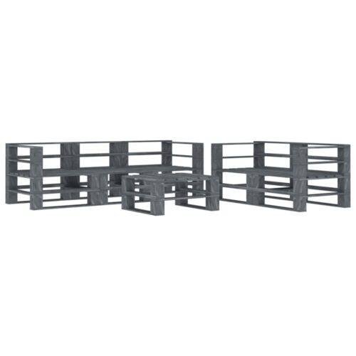 6-Piece Garden Pallet Lounge Set Wood Grey Outdoor Patio Furniture