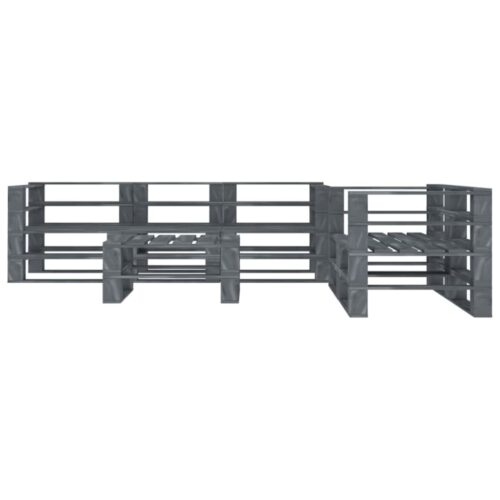 6-Piece Garden Pallet Lounge Set Wood Grey Outdoor Patio Furniture - Image 2