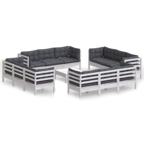13-Piece Garden Lounge Set with Anthracite Cushions Pine Wood Outdoor Patio Furniture