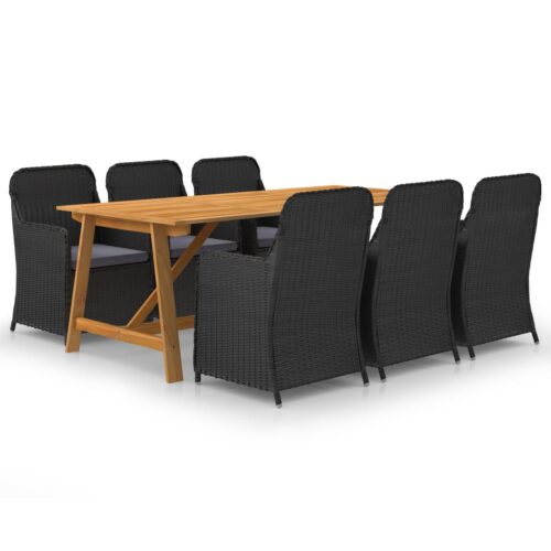 7-Piece Garden Dining Set Black Outdoor Patio Lounge Furniture - Image 12