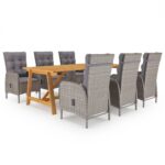 7-Piece Garden Dining Set Grey Outdoor Patio Lounge Furniture