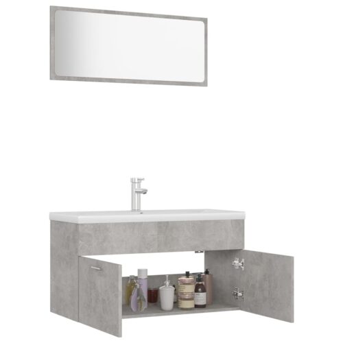 Bathroom Furniture Set Concrete Grey Engineered Wood - Image 4