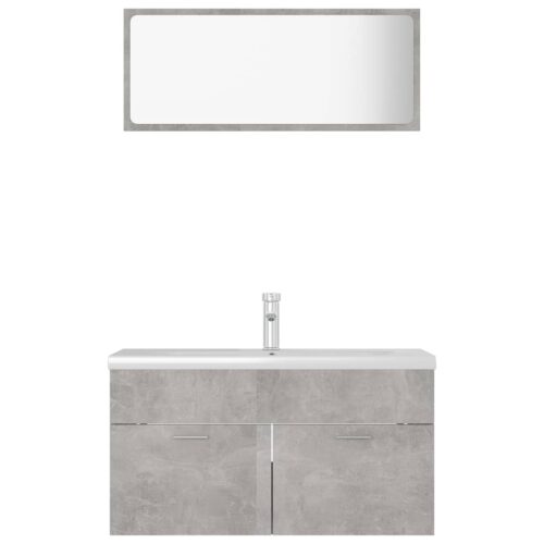 Bathroom Furniture Set Concrete Grey Engineered Wood - Image 5