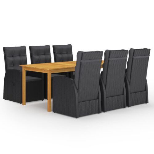 7-Piece Garden Dining Set Black Outdoor Patio Lounge Furniture - Image 12