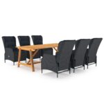 7-Piece Garden Dining Set Dark Grey Outdoor Patio Lounge Furniture