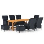 9-Piece Garden Dining Set Dark Grey Outdoor Patio Lounge Furniture