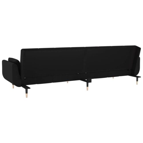 2-Seater Sofa Bed with Two Pillows Black Velvet - Image 9