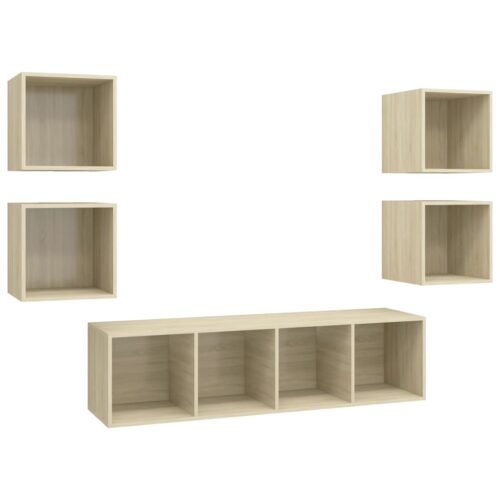 5-Piece TV Cabinet Set Sonoma Oak Engineered Wood - Image 2