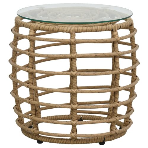 3-Piece Bistro Set Poly Rattan Wicker Outdoor Patio Furniture Oak - Image 2